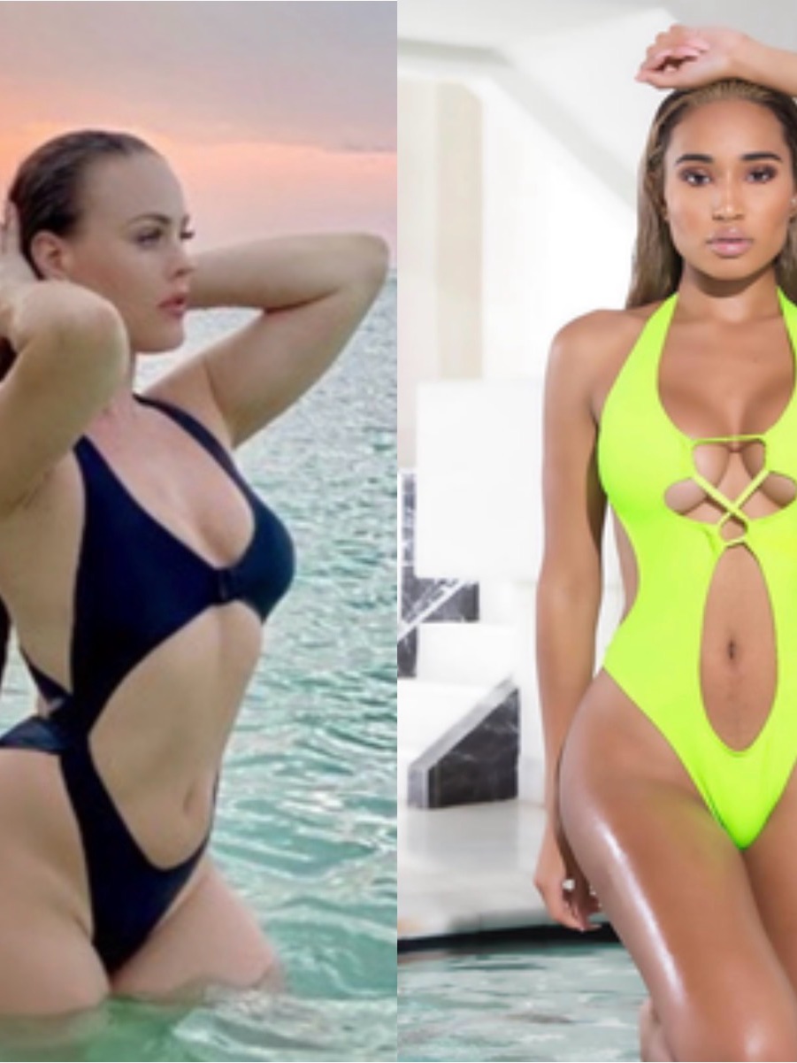 Set Of Two Women’s Cutout One-Piece Swimsuit Both Black Color.